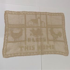 Christian Faith Crochet Rectangle Doily Beige Tan